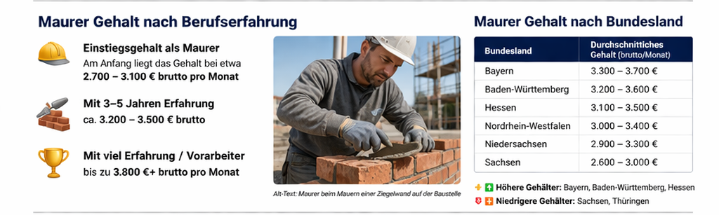 Maurer Deutschland Gehalt